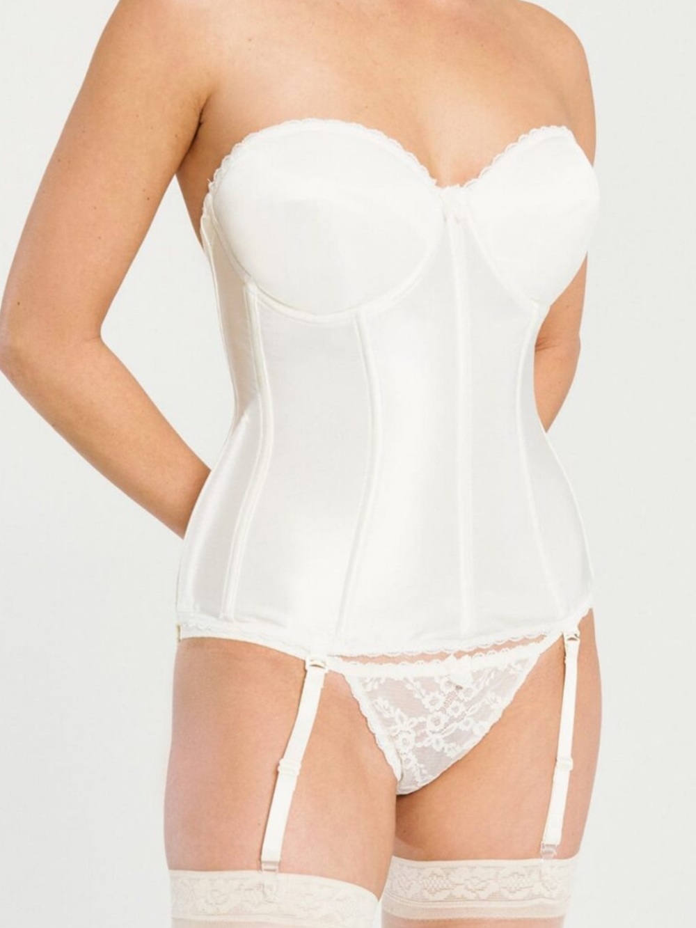 Strapless Longline Bustier Corset in Cream